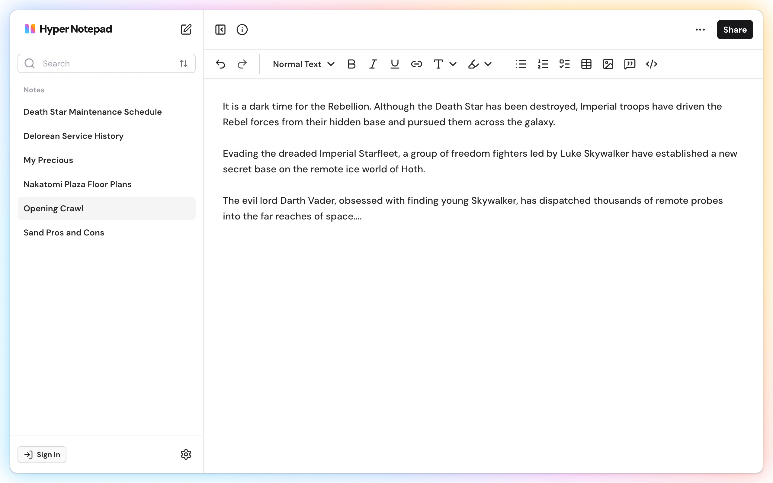 Hyper Notepad Editor Layout